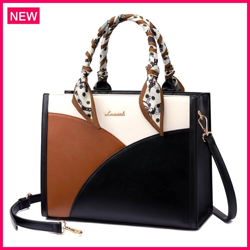 Medium PU Leather Tote Bag with Adjustable Strap and Scarf